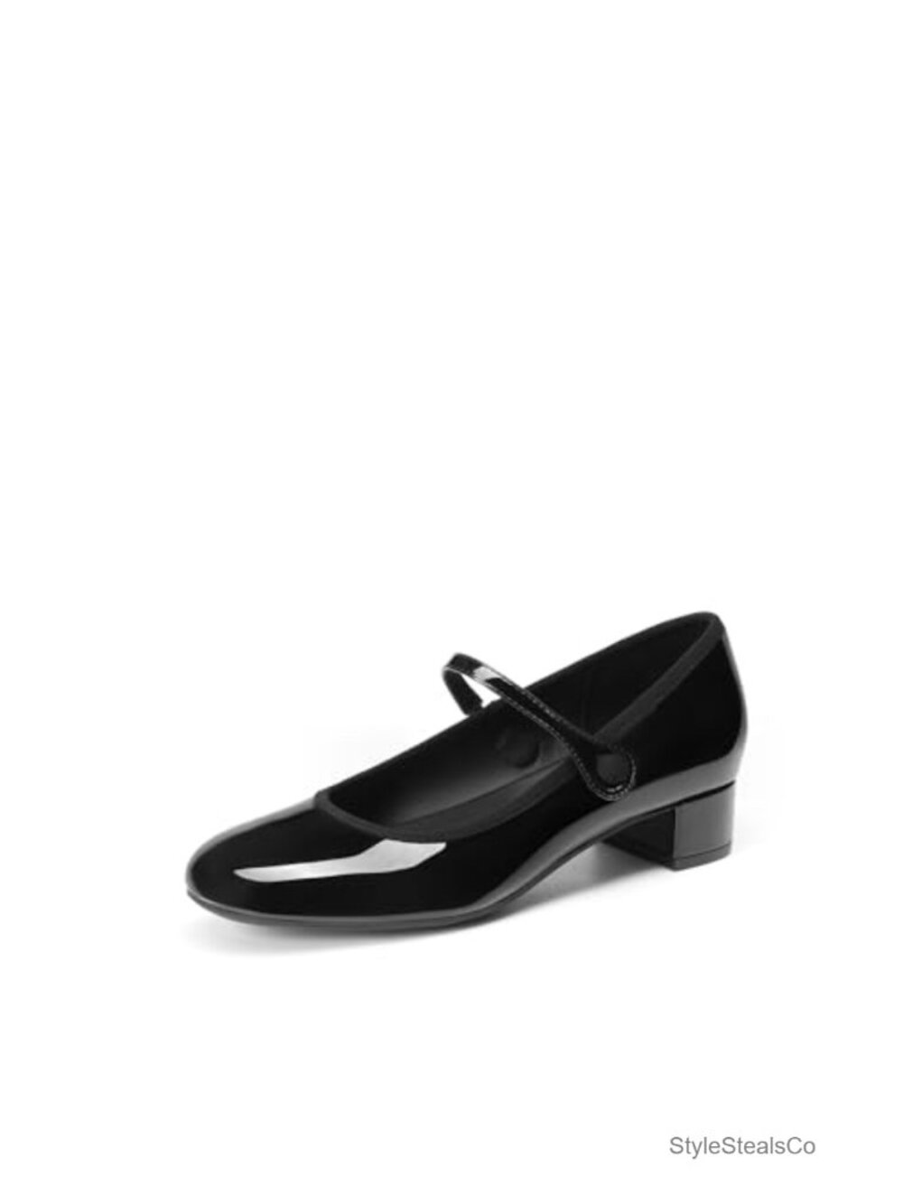 Mary Jane Heels Low Block Heel Dress Pumps Women's Faux Leather Ankle Strap
